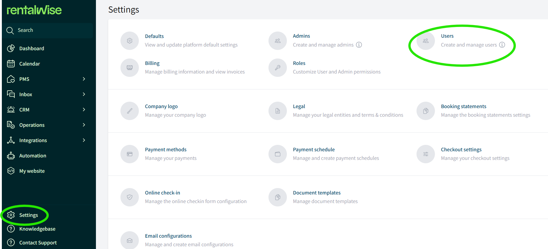 Vacation Rental Users Settings in RentalWise Vacation Rental Users Settings in RentalWise
