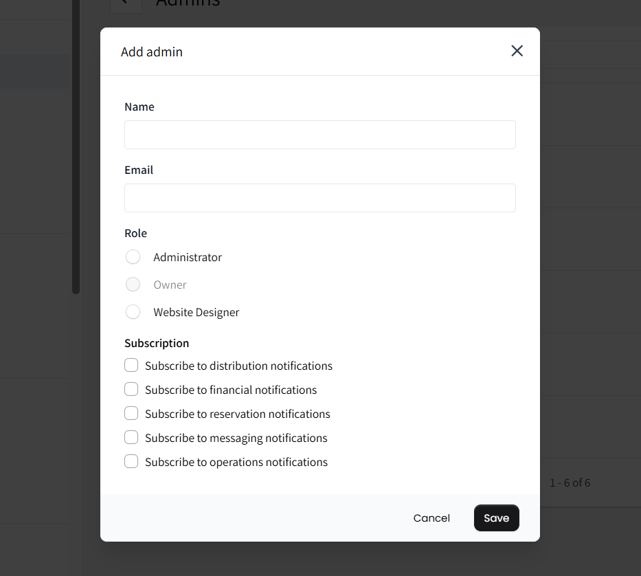 Add Admin Window on RentalWise Add Admin Window on RentalWise
